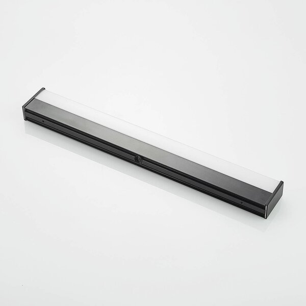 Lindby Ulisan LED fali lámpa fürdőbe, szögl 58,8cm, Fekete, Fürdőszoba, Alumínium, Modern