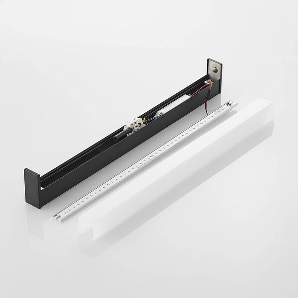 Lindby Ulisan LED fali lámpa fürdőbe, szögl 58,8cm, Fekete, Fürdőszoba, Alumínium, Modern