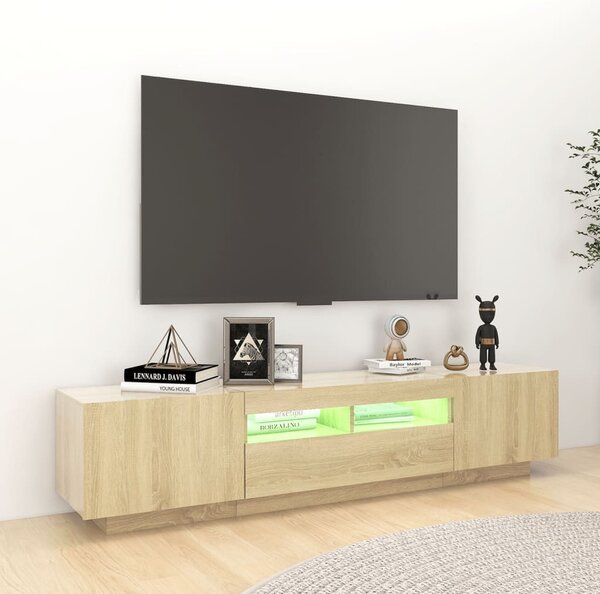 Sonoma tölgy színű TV-szekrény LED-lámpákkal 180 x 35 x 40 cm