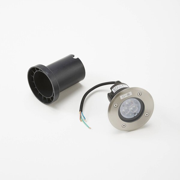 Lucande LED padlóbeépített lámpa Ava, Ø 12 cm, kerek, IP67, Alu / szürke / cink, Modern