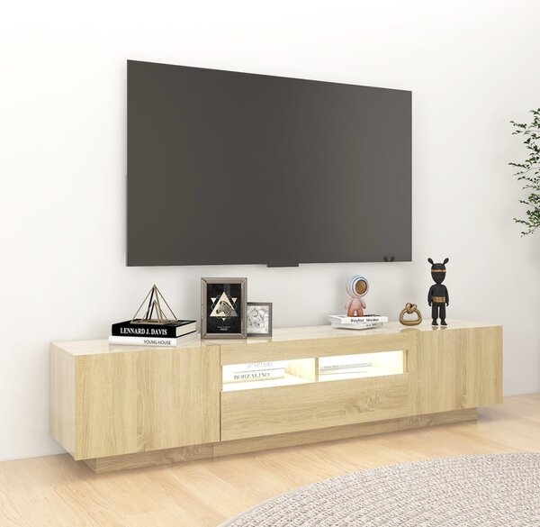 Sonoma tölgy színű TV-szekrény LED-lámpákkal 180 x 35 x 40 cm