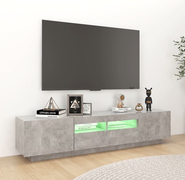 Betonszürke TV-szekrény LED-lámpákkal 180 x 35 x 40 cm