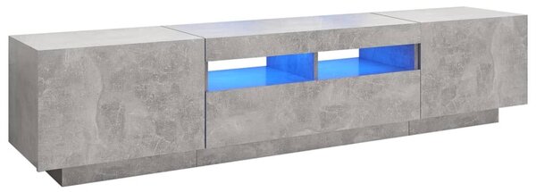 Betonszürke TV-szekrény LED-lámpákkal 180 x 35 x 40 cm