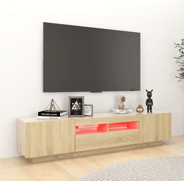 Sonoma tölgy színű TV-szekrény LED-lámpákkal 180 x 35 x 40 cm