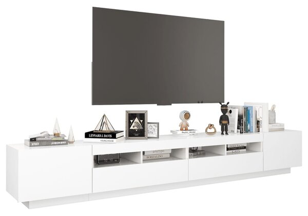 Fehér TV-szekrény LED-lámpákkal 260 x 35 x 40 cm