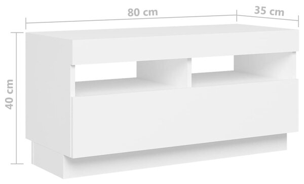 Fehér TV-szekrény LED-lámpákkal 260 x 35 x 40 cm