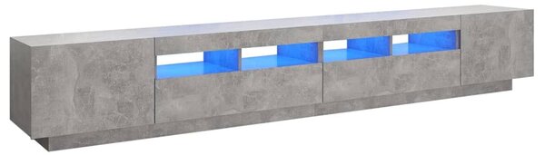 Betonszürke TV-szekrény LED-lámpákkal 260 x 35 x 40 cm