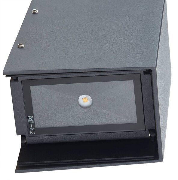 Lucande LED fali lámpa Kimian, magasság 17 cm, antracit, IP54, Fekete, Alumínium, Modern