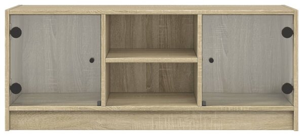 Sonoma tölgy színű TV-szekrény üvegajtókkal 102 x 37 x 42 cm