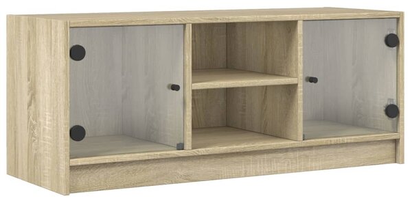 Sonoma tölgy színű TV-szekrény üvegajtókkal 102 x 37 x 42 cm
