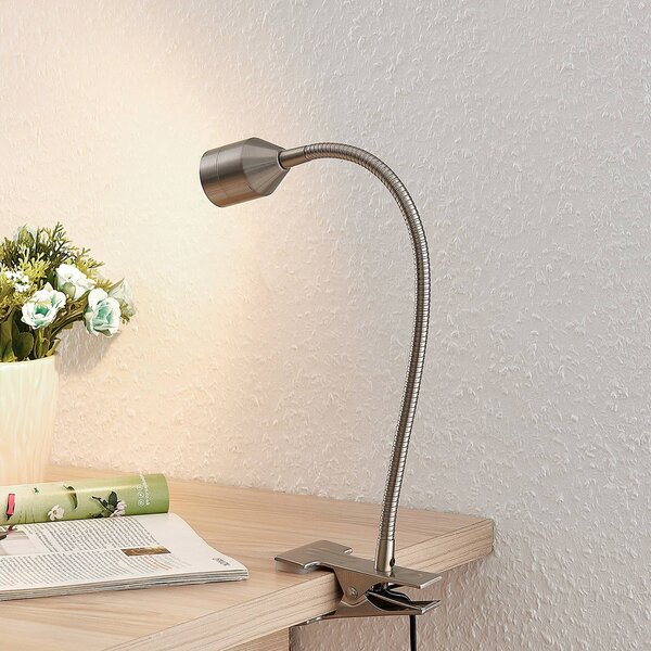 Lindby Djamila LED-es bilincslámpa, nikkel szatírozott, Alu / szürke / cink, Dolgozószoba / Iroda, fém, Modern