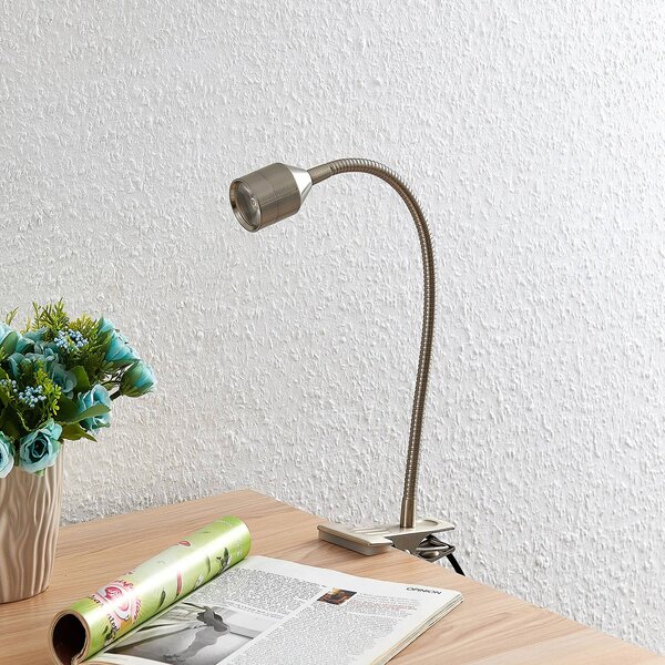 Lindby Djamila LED-es bilincslámpa, nikkel szatírozott, Alu / szürke / cink, Dolgozószoba / Iroda, fém, Modern