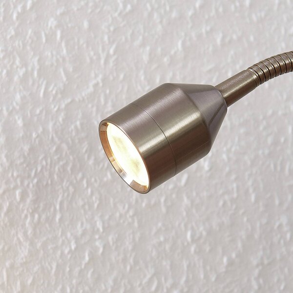 Lindby Djamila LED-es bilincslámpa, nikkel szatírozott, Alu / szürke / cink, Dolgozószoba / Iroda, fém, Modern