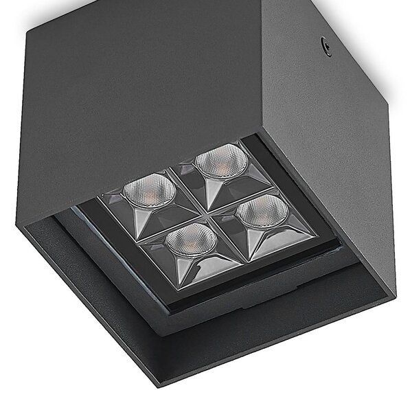 Lindby Eveta LED mennyezeti lámpa, 10 cm, antracit, alumínium, IP65, Fekete, Alumínium, Modern