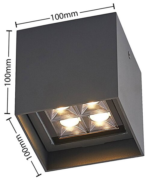Lindby Eveta LED mennyezeti lámpa, 10 cm, antracit, alumínium, IP65, Fekete, Alumínium, Modern
