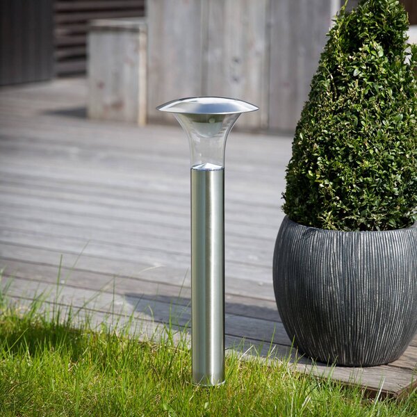 Lindby Jolin LED földi tüskés lámpa, 66 cm, rozsdamentes acél, Alu / szürke / cink, Rozsdamentes acél, Modern