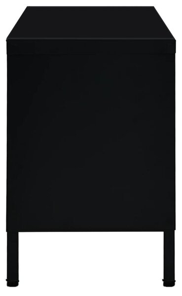 Fekete acél és üveg TV-szekrény 90 x 30 x 44 cm
