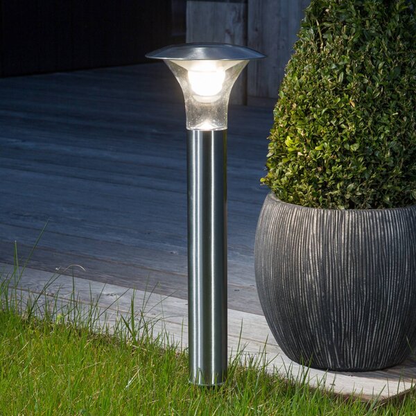 Lindby Jolin LED földi tüskés lámpa, 66 cm, rozsdamentes acél, Alu / szürke / cink, Rozsdamentes acél, Modern