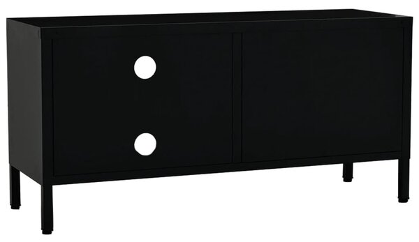 Fekete acél és üveg TV-szekrény 90 x 30 x 44 cm