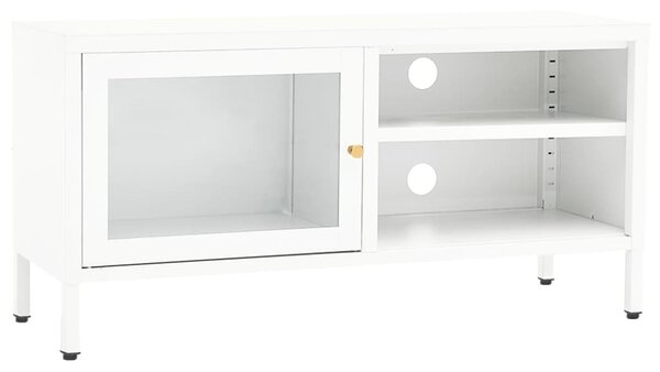 Fehér acél és üveg TV-szekrény 90 x 30 x 44 cm