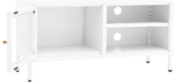 Fehér acél és üveg TV-szekrény 90 x 30 x 44 cm