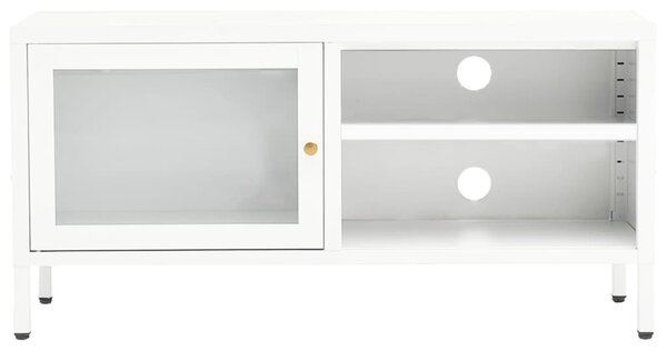Fehér acél és üveg TV-szekrény 90 x 30 x 44 cm