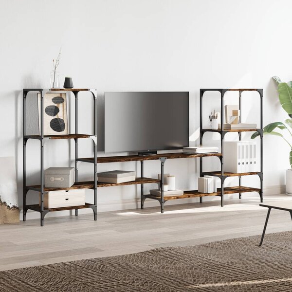 Füstös tölgy színű szerelt fa TV-szekrény 206,5 x 28,5 x 95 cm