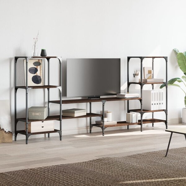 Barna tölgy színű szerelt fa TV-szekrény 206,5x28,5x95 cm