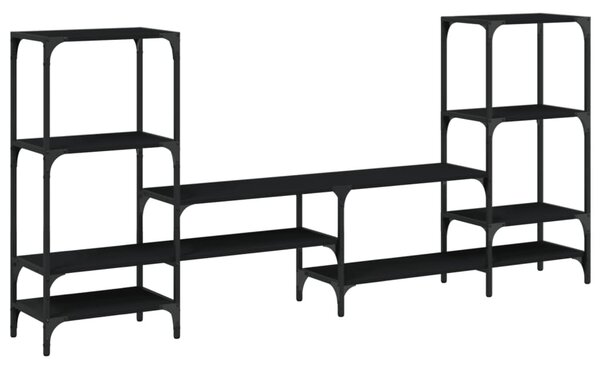 Fekete szerelt fa TV-szekrény 206,5x28,5x95 cm