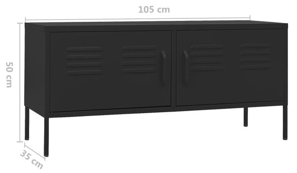 Fekete acél TV-szekrény 105 x 35 x 50 cm