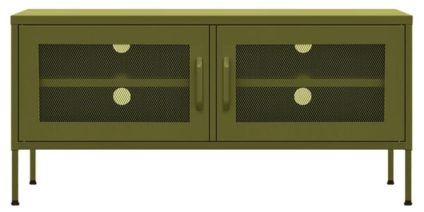 Olívazöld acél TV-szekrény 105 x 35 x 50 cm