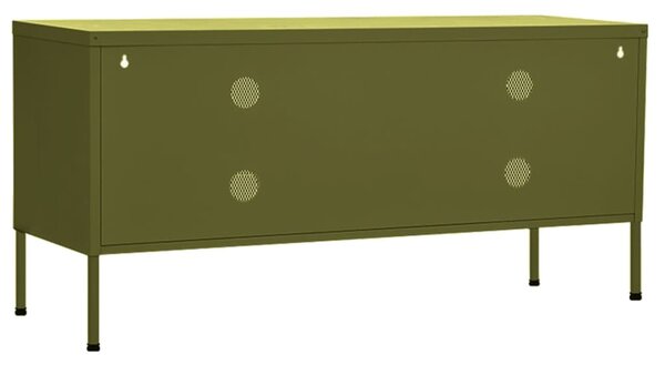 Olívazöld acél TV-szekrény 105 x 35 x 50 cm