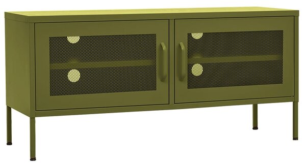 Olívazöld acél TV-szekrény 105 x 35 x 50 cm