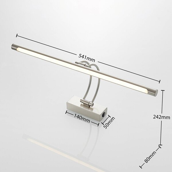 Lucande LED-es képvilágítás Dimitrij, nikkel, fém, 54cm, Alu / szürke / cink, Nappali / Étkező, fém, Modern