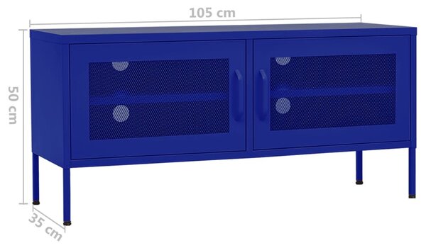 Tengerészkék acél TV-szekrény 105 x 35 x 50 cm