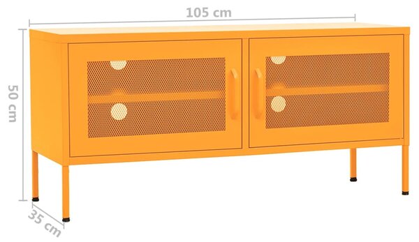 Mustársárga acél TV-szekrény 105 x 35 x 50 cm