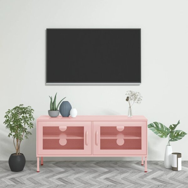 Rózsaszín acél TV-szekrény 105 x 35 x 50 cm