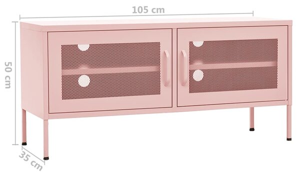 Rózsaszín acél TV-szekrény 105 x 35 x 50 cm