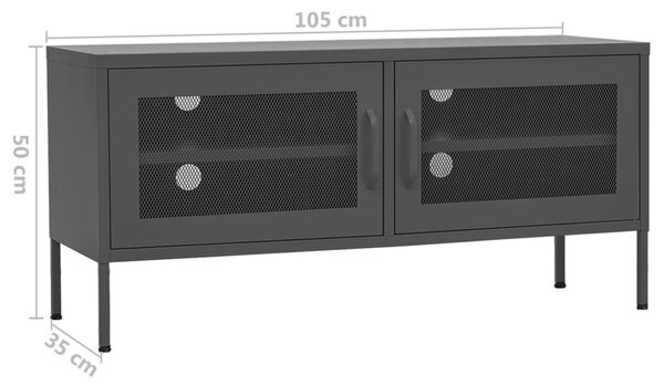 Antracitszürke acél TV-szekrény 105 x 35 x 50 cm