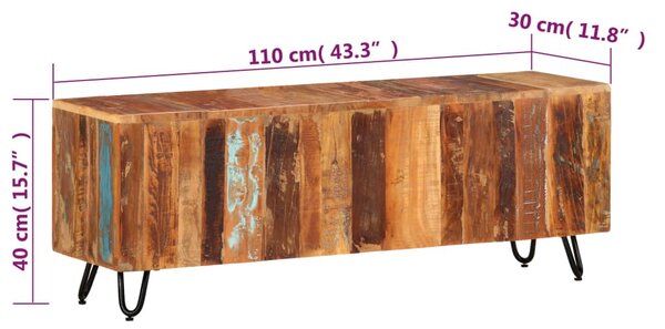 Tömör újrahasznosított fa TV-szekrény 110 x 30 x 40 cm