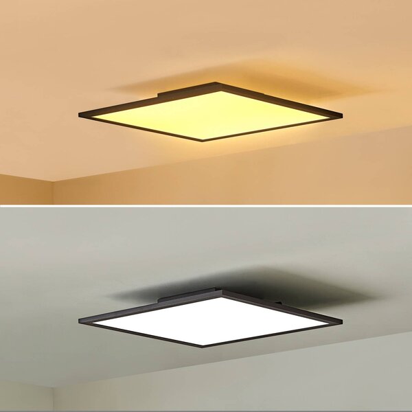 Lindby LED panel Lamin, fekete, 40 cm, CCT, dimmelhető, távirányítós, dimmelhető, Fekete, Nappali / Étkező, Modern