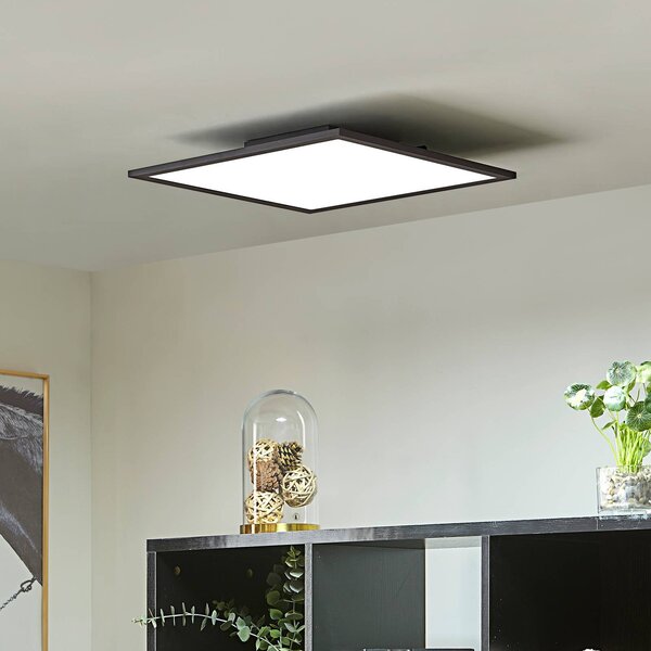 Lindby LED panel Lamin, fekete, 40 cm, CCT, dimmelhető, távirányítós, dimmelhető, Fekete, Nappali / Étkező, Modern