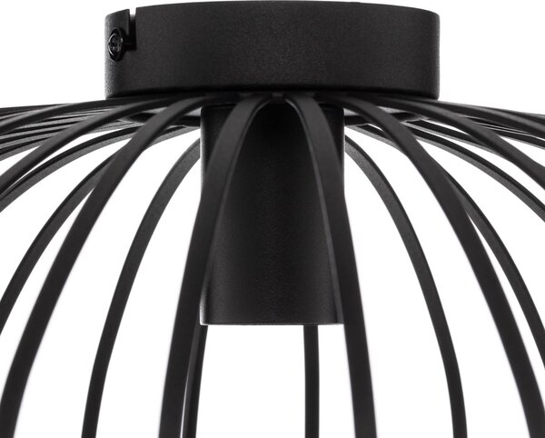 Lindby Maivi mennyezeti lámpa, fekete, 50 cm, vas, kalitka, dimmelhető, Fekete, Nappali / Étkező, fém, Modern