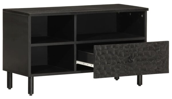 Fekete tömör mangófa TV-szekrény 80 x 33 x 46 cm
