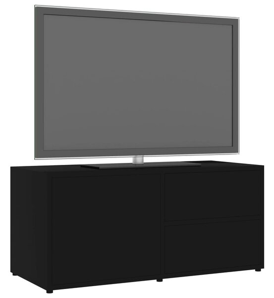 Fekete szerelt fa TV-szekrény 80 x 34 x 36 cm