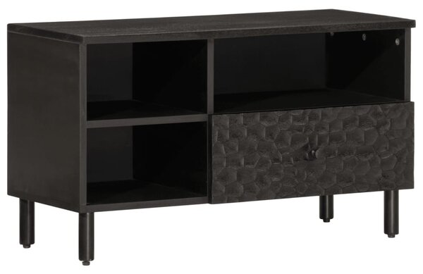 Fekete tömör mangófa TV-szekrény 80 x 33 x 46 cm