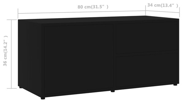 Fekete szerelt fa TV-szekrény 80 x 34 x 36 cm