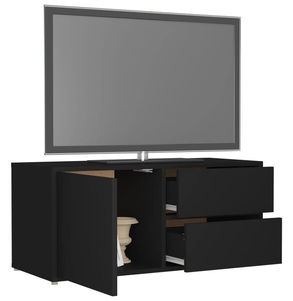 Fekete szerelt fa TV-szekrény 80 x 34 x 36 cm