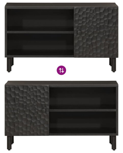 Fekete tömör mangófa TV-szekrény 80 x 31 x 46 cm
