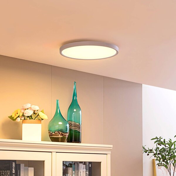 Lindby Smart LED mennyezeti lámpa Denora, fehér, RGB, CCT, Tuya, dimmelhető, Fehér / opál, Nappali / Étkező, Műanyag, Modern